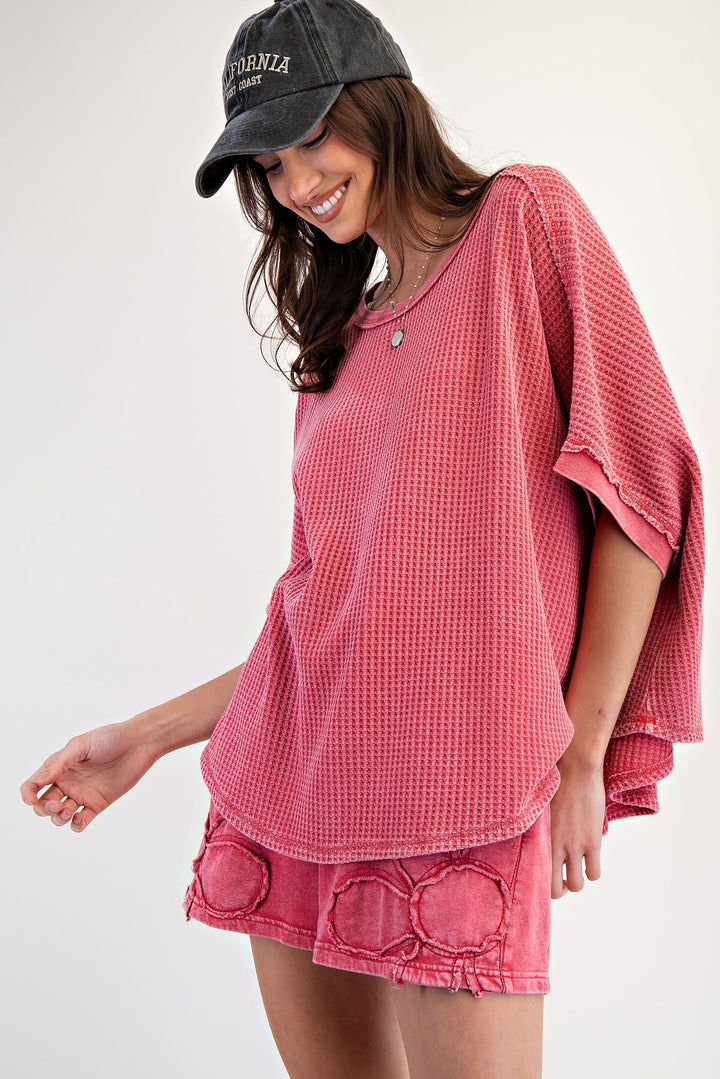 Mineral Wash Waffle Weave Top
