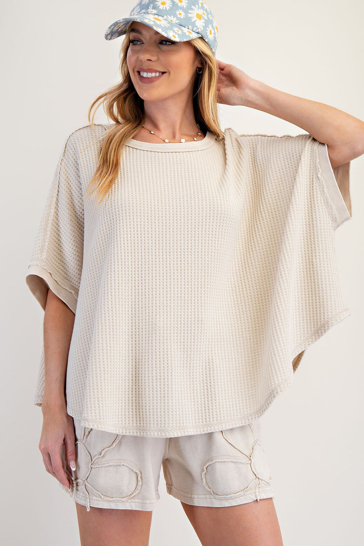 Mineral Wash Waffle Weave Top